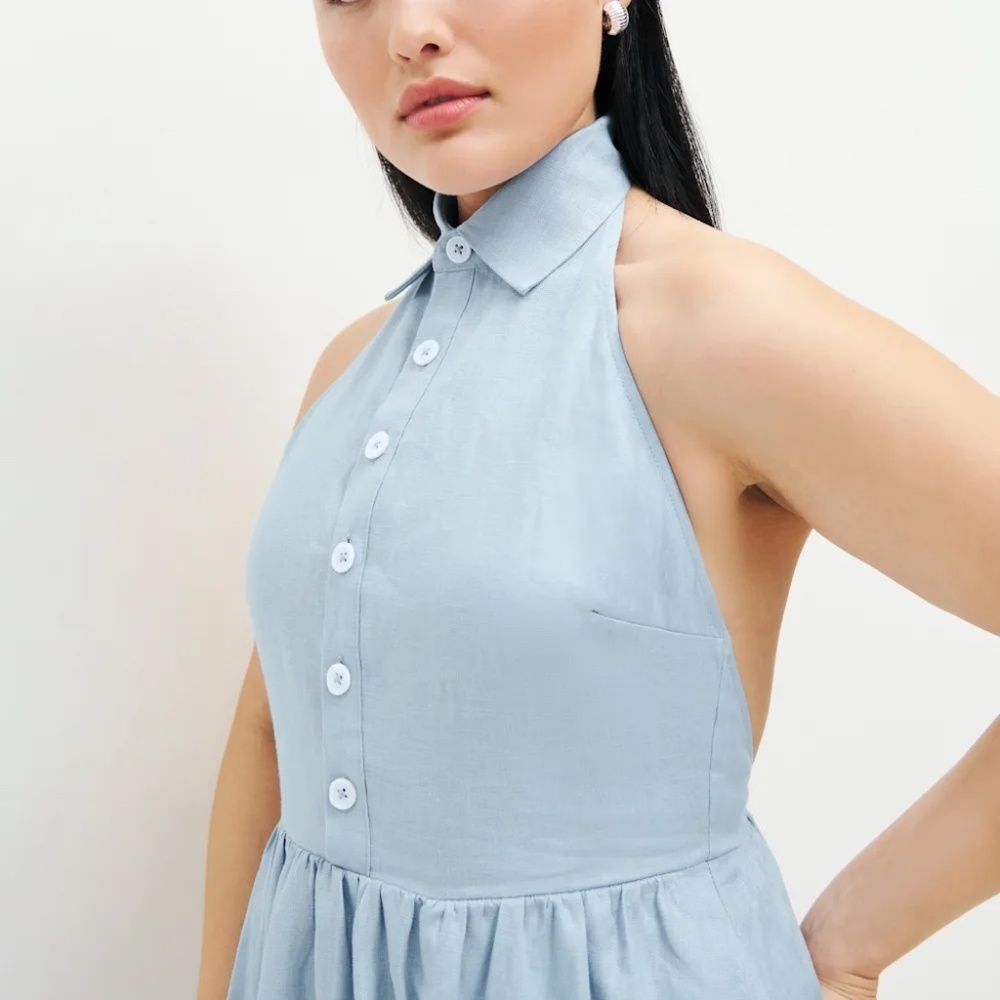 Reformation Tace Linen Dress Mineral - Size 6